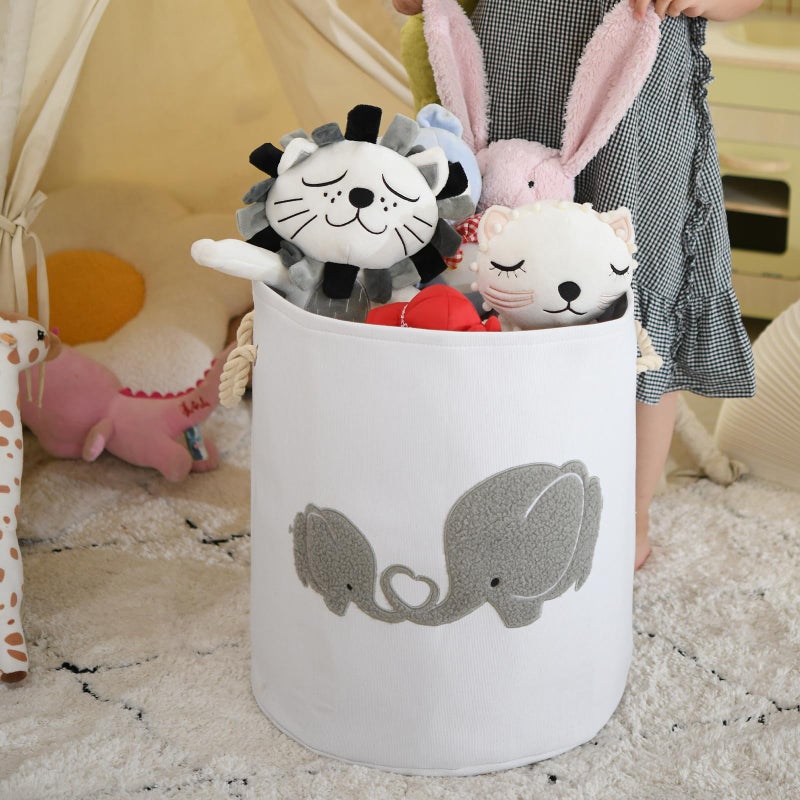 Inough سلة أطفال INough كبيرة جدًا 58 لتر سلة ألعاب للأطفال سلة غسيل لملابس الأطفال القذرة سلة تخزين قابلة للطي سلة ملابس قماش صندوق ألعاب أساسيات غرفة السكن الجامعي - Image 2