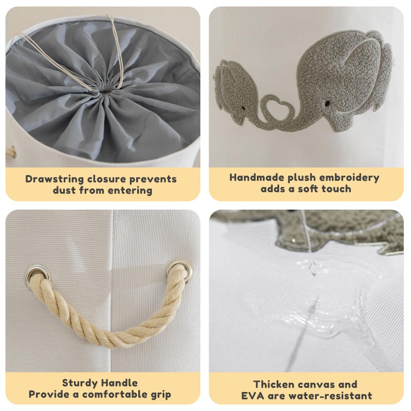 Inough سلة أطفال INough كبيرة جدًا 58 لتر سلة ألعاب للأطفال سلة غسيل لملابس الأطفال القذرة سلة تخزين قابلة للطي سلة ملابس قماش صندوق ألعاب أساسيات غرفة السكن الجامعي - Image 4