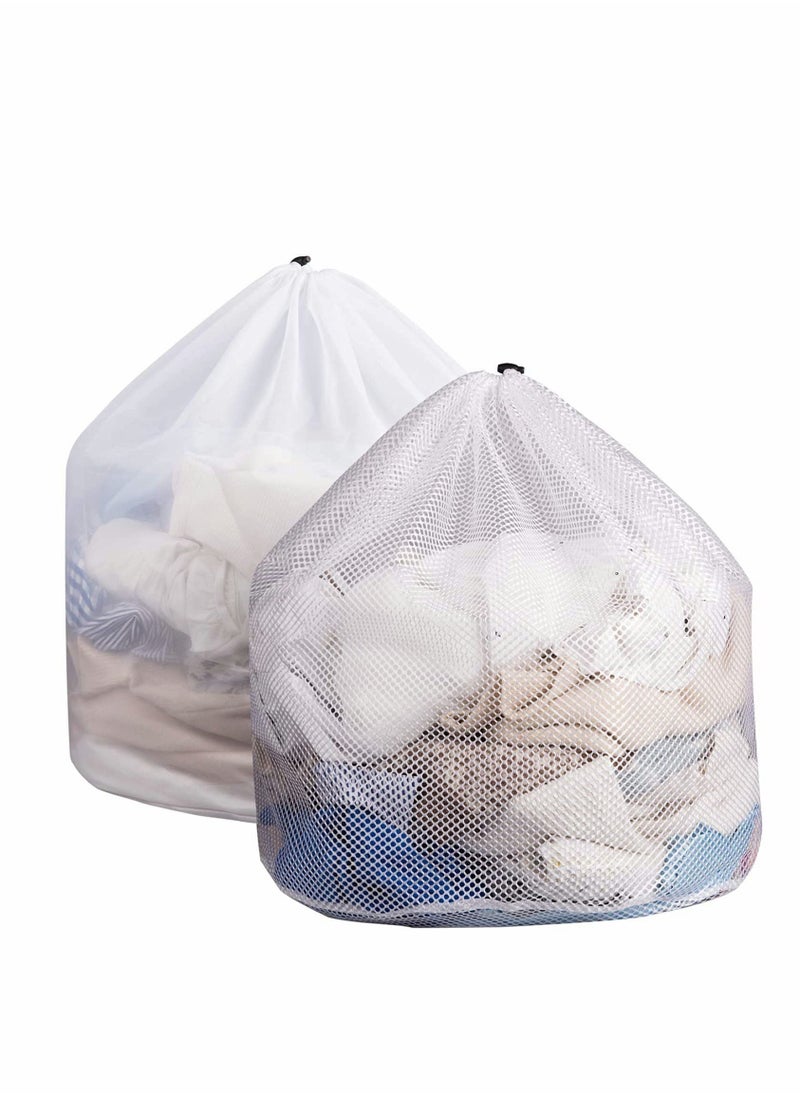 Set of 2 Large Laundry Bags,  31" x 24" Mesh Laundry Bags with Drawstring, Durable Wash Bag for Delicates, Garment Laundry Mesh Bag for Family, College Dorm, Apartment (Coarse Net + Fine Mesh)