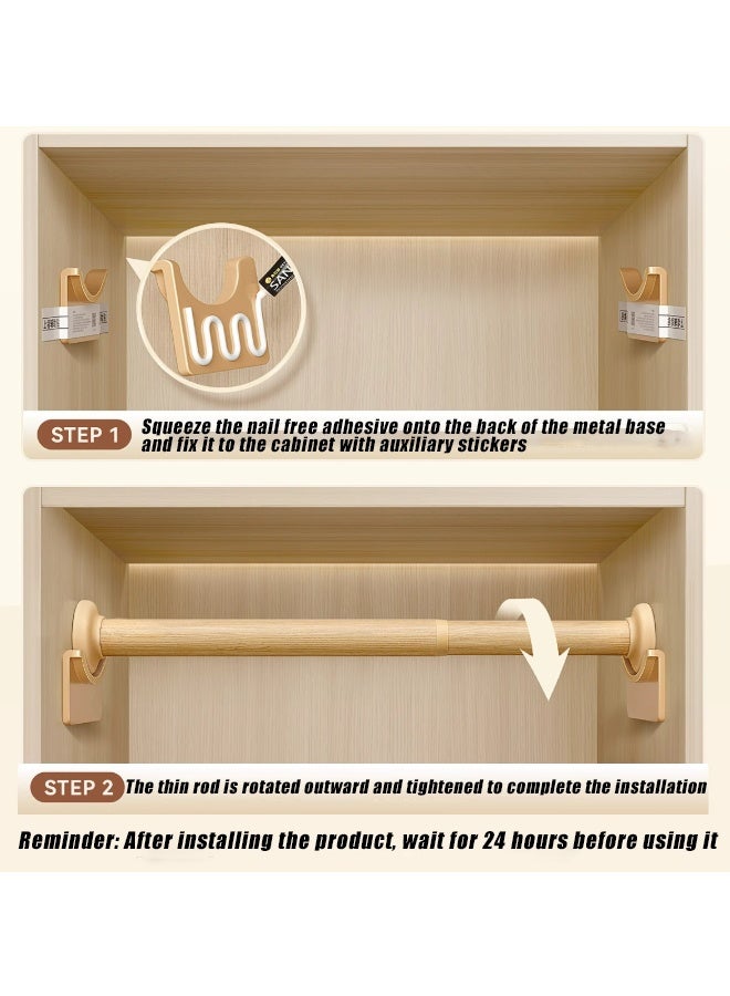 HOMESTAR Closet Rods,Adjustable Imitation Wood Closet Rod For Clothes Hanging,No Punching Hanging Clothes Closet Rod For Cabinet,Bathroom, Laundry - Image 5