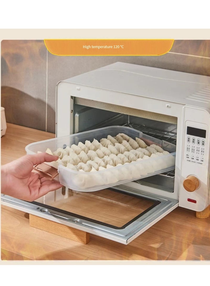 KASTWAVE 4-layer Food Storage Containe, Dumpling Organizer Transparent, Stackable Food Container Tray Organizer, for Kitchen and Fridge - Image 4