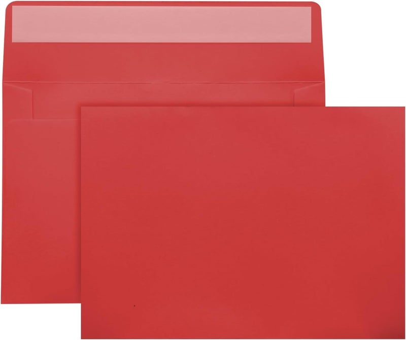 A7 Red Envelopes  50 Packs 5X7 Self Seal For Invitations  Greeting Cards  Mailings  Printable Invite  Wedding  Party  Photos  Postcards  Standard Letter Size 5"" X 7""