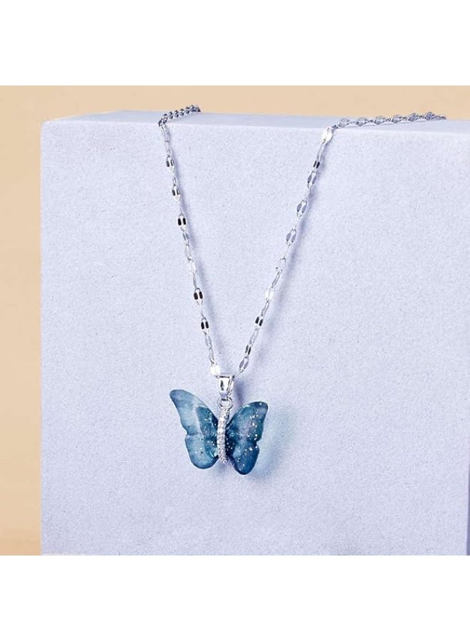 سالتي طقم قلادة بجعة راقصة مجنحة زرقاء زاهية من تصميم ميلينيا للنساء - طقم مجوهرات أنيق وعصري | طقم قلادات أنيق لكل مناسبة - Image 3