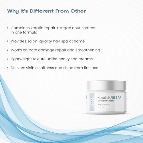 Sevaen Professional Keratin Smooth Deep Smoothening Spa, with Argan Oil and Sea Butter, for Frizz-Free Hair up to 72 Hours & Salon-like Smooth Hair at Home, Conditioner, 200gm - Image 4