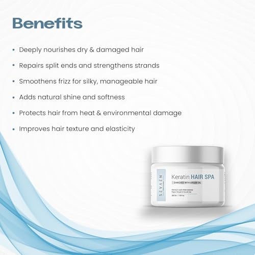 Sevaen Professional Keratin Smooth Deep Smoothening Spa, with Argan Oil and Sea Butter, for Frizz-Free Hair up to 72 Hours & Salon-like Smooth Hair at Home, Conditioner, 200gm - Image 3