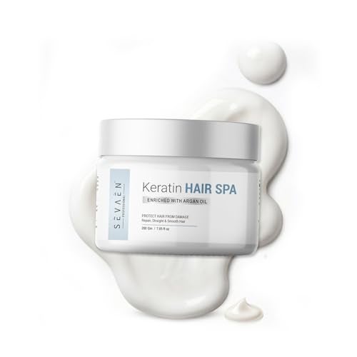 Sevaen Professional Keratin Smooth Deep Smoothening Spa, with Argan Oil and Sea Butter, for Frizz-Free Hair up to 72 Hours & Salon-like Smooth Hair at Home, Conditioner, 200gm - Image 1