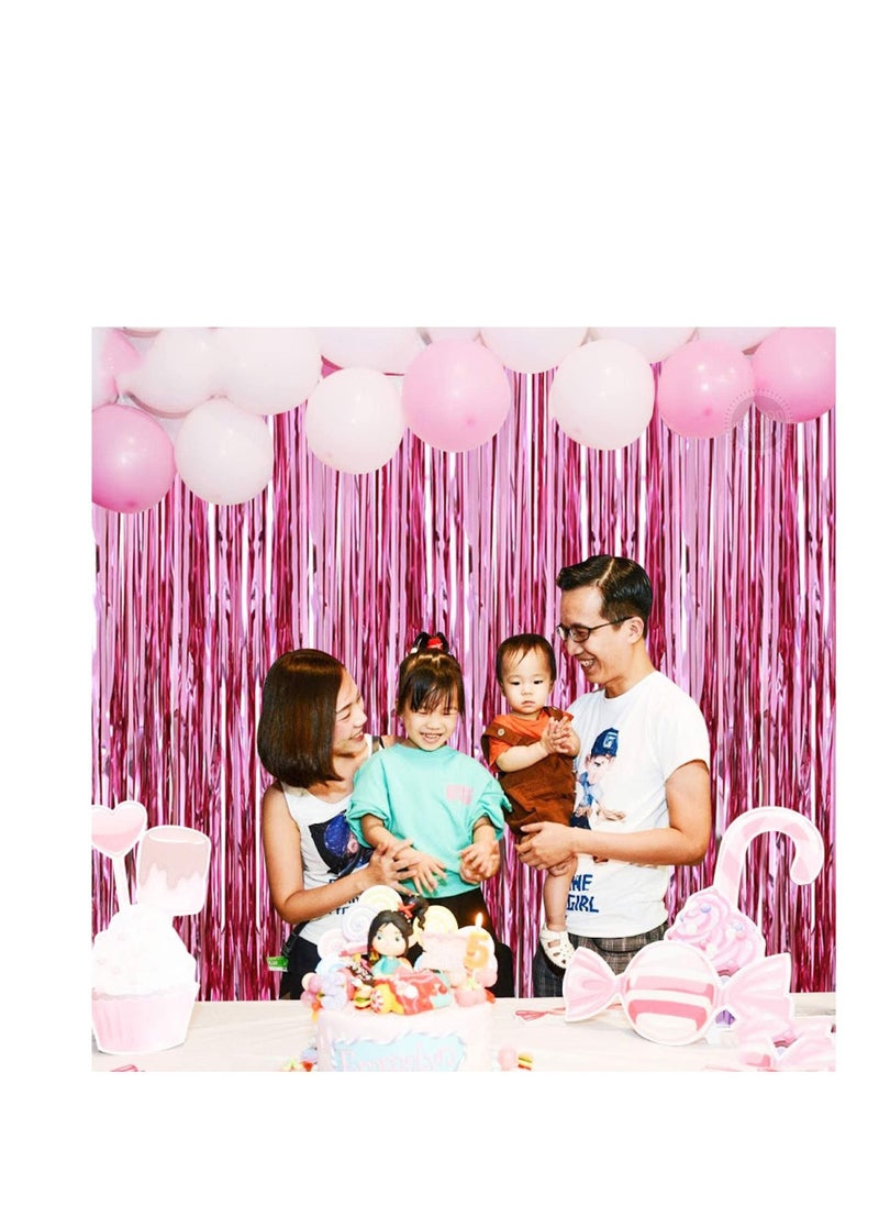 MARKQ Pink Foil Fringe Curtain | 1 x 2-meter Metallic Tinsel Streamers Party Backdrop for Halloween, Baby Shower, Wedding, Eid, Graduation, Birthday Party Decorations [Pack of 1]  - Image 3