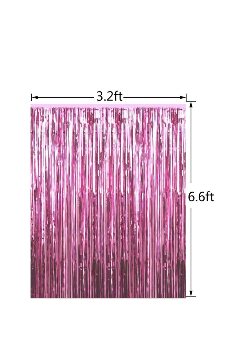 MARKQ Pink Foil Fringe Curtain | 1 x 2-meter Metallic Tinsel Streamers Party Backdrop for Halloween, Baby Shower, Wedding, Eid, Graduation, Birthday Party Decorations [Pack of 1]  - Image 2