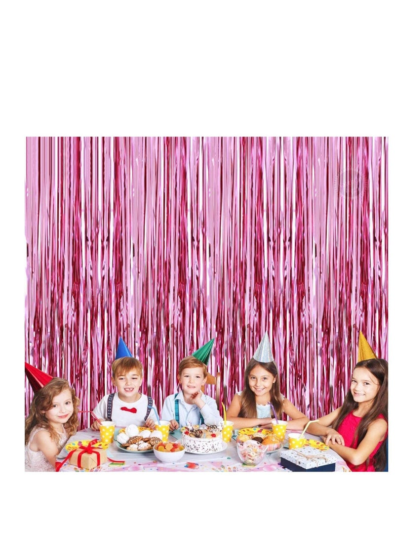 MARKQ Pink Foil Fringe Curtain | 1 x 2-meter Metallic Tinsel Streamers Party Backdrop for Halloween, Baby Shower, Wedding, Eid, Graduation, Birthday Party Decorations [Pack of 1]  - Image 4