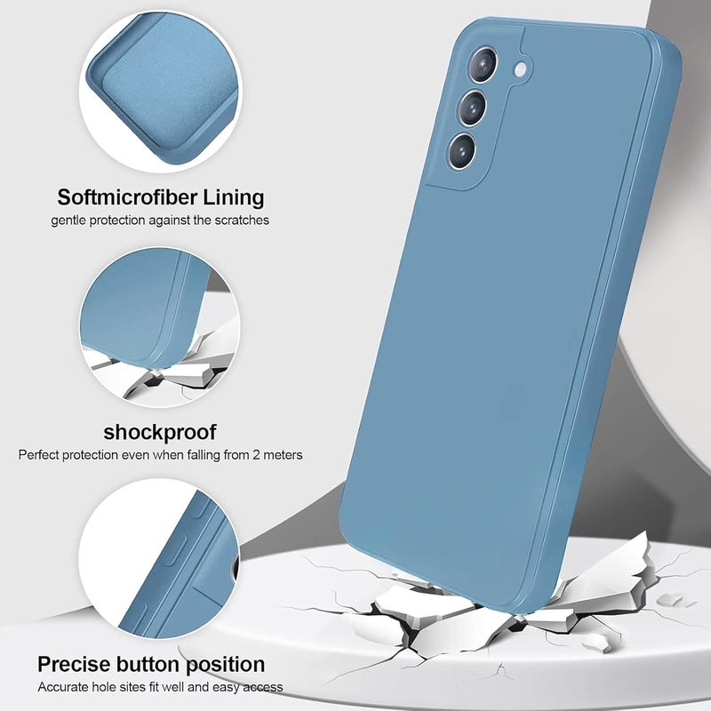 UltiUnison غطاء هاتف سيليكون لـ Samsung Galaxy S21+، غطاء هاتف ناعم ورقيق من السيليكون مع بطانة من الألياف الدقيقة، غطاء هاتف مقاوم للصدمات لـ Samsung Galaxy S21+ (أزرق) - Image 3