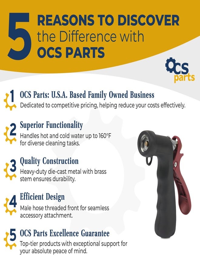 OCSParts Industrial Nozzle - Heavy-Duty Hot or Cold Water Hose Nozzle, Enhanced Comfort & Durability - Image 2