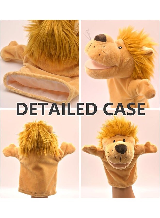 FUNCOT Animal Hand Puppets, Animals Finger Puppets Plush, Perfect for Storytelling,Teaching,Preschool,Birthday Gifts,Soft Hand Puppets with Movable Mouth (Lion) - Image 2