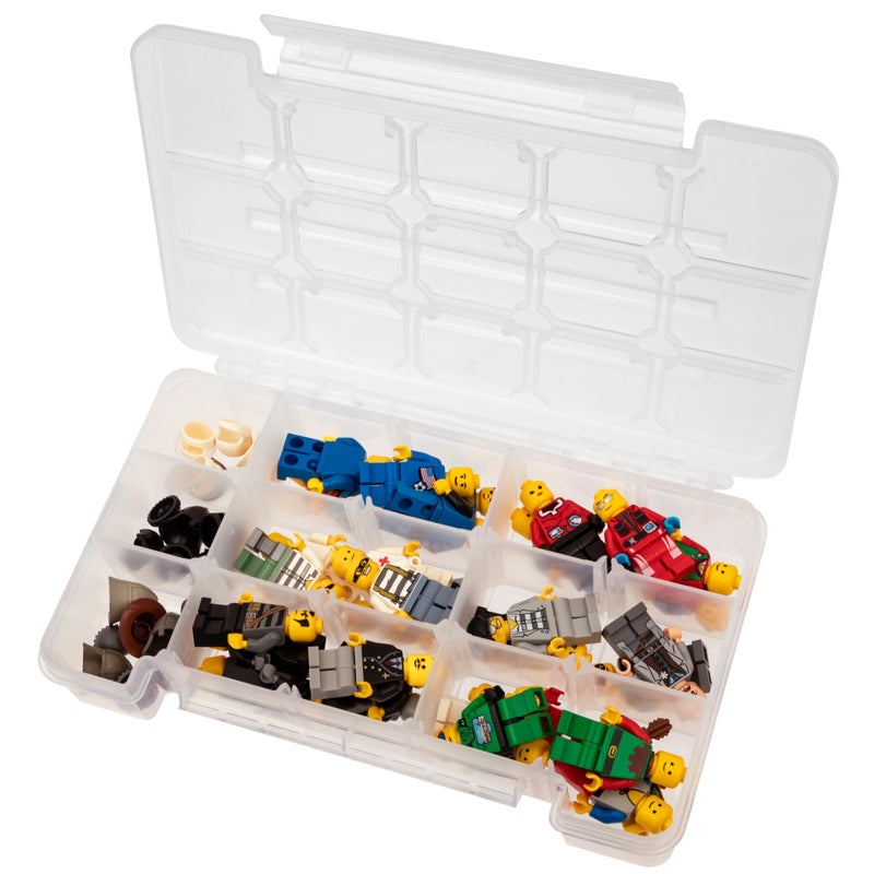 AkroMils 05705 Plastic Portable Parts Storage Case for Hardware and Crafts with Hinged Lid and 4 Adjustable Dividers 838Inch x 5Inch x 158Inch Small Clear