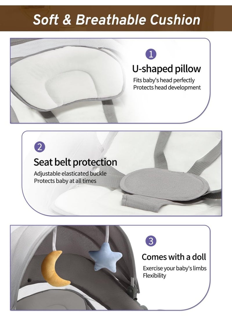YOUWE7 Baby Swings for Infants, Infant Swing with Lullabies, Bluetooth, 3 Seat Positions, Touch Screen & Remote Control, Outdoor Baby Rocker, Portable Swing for Baby - Image 4