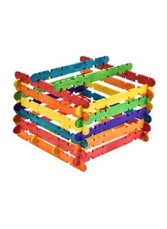 AGD Multi-colored serrated wooden sticks for handicrafts to develop intelligence, drawing skills, and practical ability in children, consisting of 4 sets * 50 pieces  - Image 3
