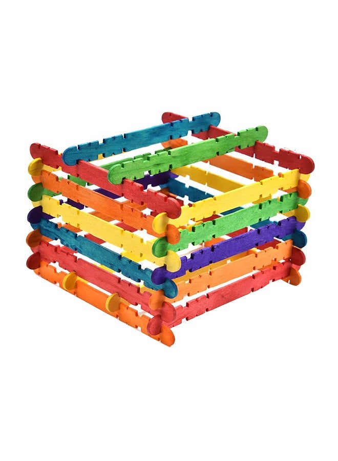 إيه جي دي اعواد خشبية مسننة متعددة الالوان للاشغال اليدوية لتنمية الذكاء ومهارات الرسم والقدرة العملية لدى الاطفال مكونة من 4 مجموعات * 50 قطعة - Image 3