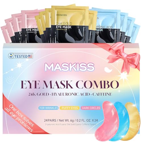 Maskiss Under Eye Patches (24 Pairs), 3 Colors Eye Masks Gift Set for Dark Circles Puffy Eyes, Undereye Bags and Wrinkles, Motherâ€™s Day Gifts for Mom, Self Care Gifts for Birthday & Bachelorette Party - Image 1