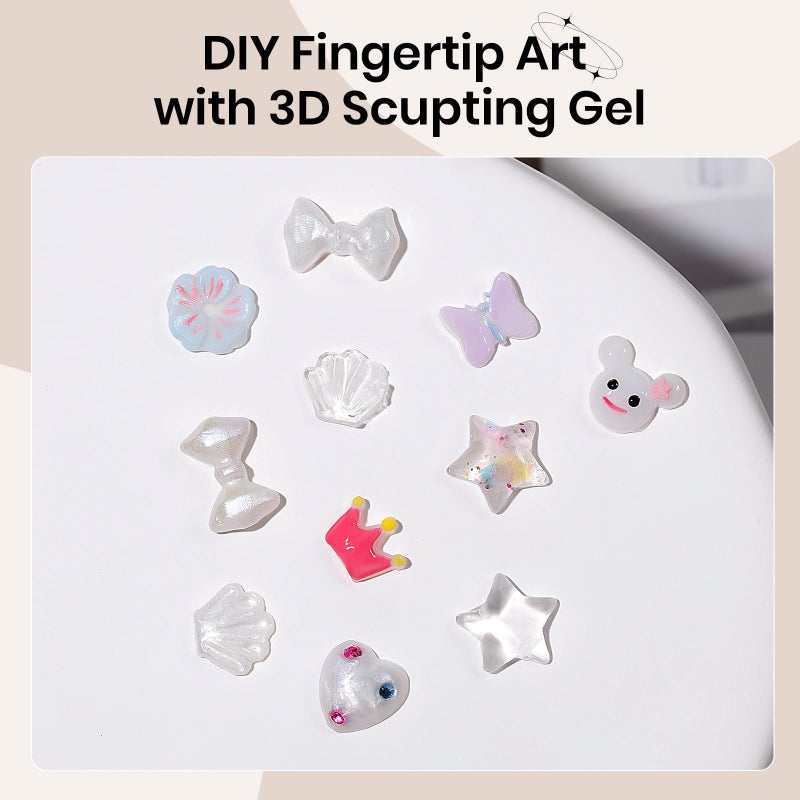 SUPWEE 3D Gel for Nail Art, Clear Sculpting Solid Hard Gel for Nails Non-Sticky for Carving Building Extension with Nail Art Pen Home DIY Manicure - Image 4