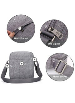 OIWAS Small Man Bags for Men Waterproof Shoulder Bag Cross Body Phone Bag with Long Strap Cross Body Wallet Pouch Hold 7.9 inch Tablet iPad Kindle Grey  - Image 5