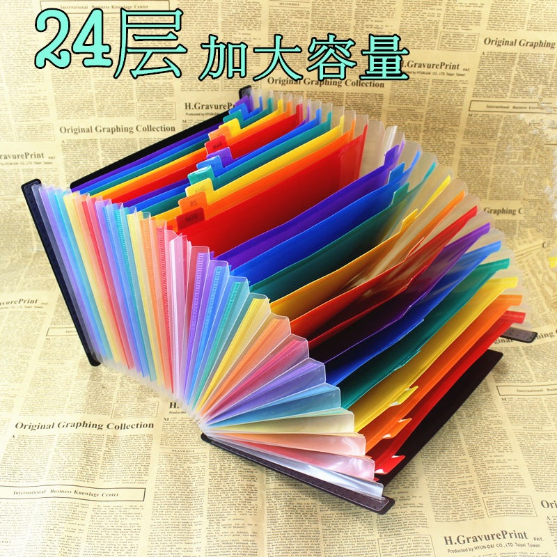 Student Office 24-Layer 37-Layer Pp Multi-Layer Organ Bag Data Bag Color Test Paper Folder Desktop Finishing Rack - Image 3