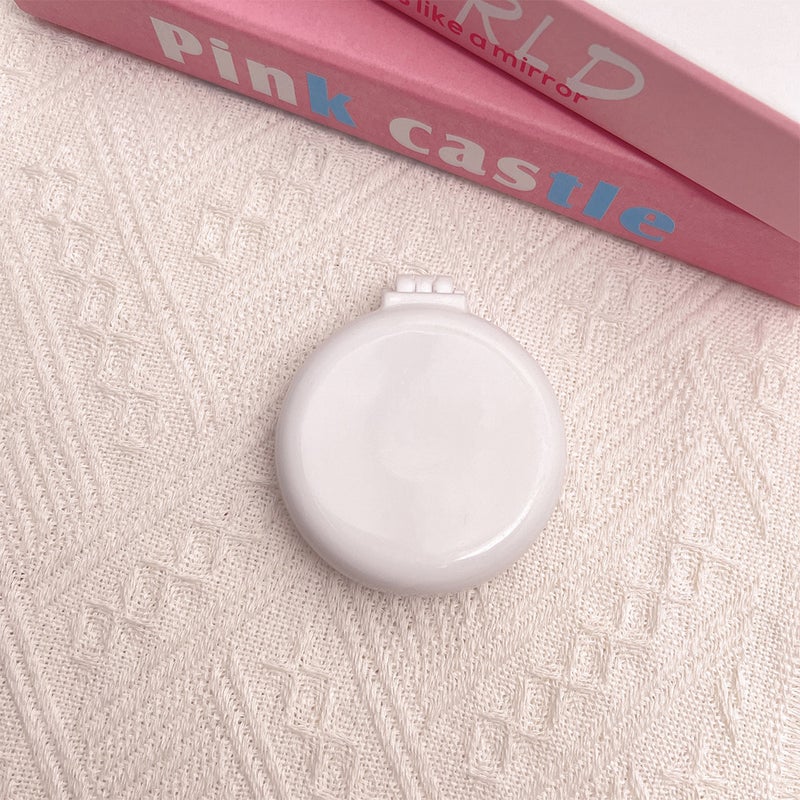 Simple macaron airbag comb solid color portable massage comb with mirror girl candy color hair folding comb White