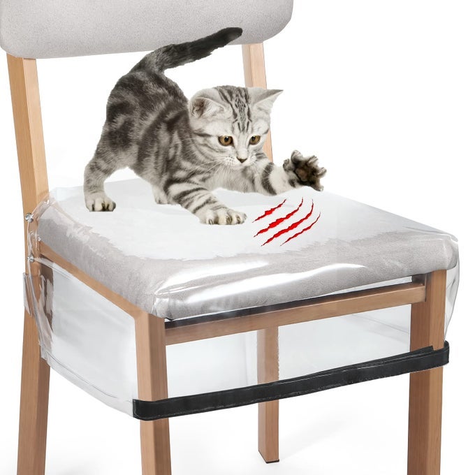 6 Pack Plastic Chair Covers for Dining Room Chairs Stain Water and Kitty Scratch Resistant Clear PVC Chair Protector with Adjustable Belt Strap for Most 18 20 Standard Chair