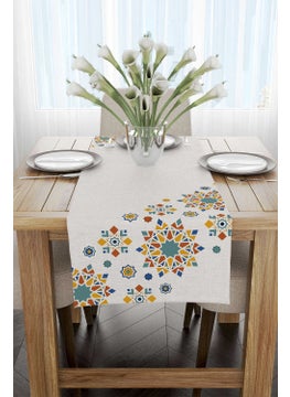 Cango Home Cream Orange Ramadan Themed Decorative Patterned Digital Printed Runner CGH1304-RN  - Image 2