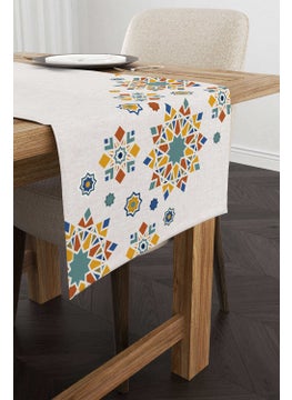 Cango Home Cream Orange Ramadan Themed Decorative Patterned Digital Printed Runner CGH1304-RN  - Image 1