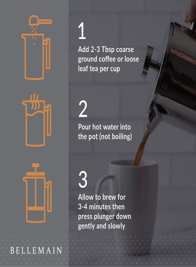 Bellemain French Press Coffee Maker Extra Filters Included, 35 oz, Stainless Steel - Image 3