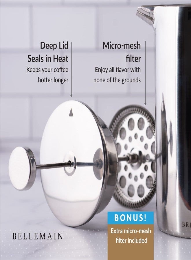 Bellemain French Press Coffee Maker Extra Filters Included, 35 oz, Stainless Steel - Image 5