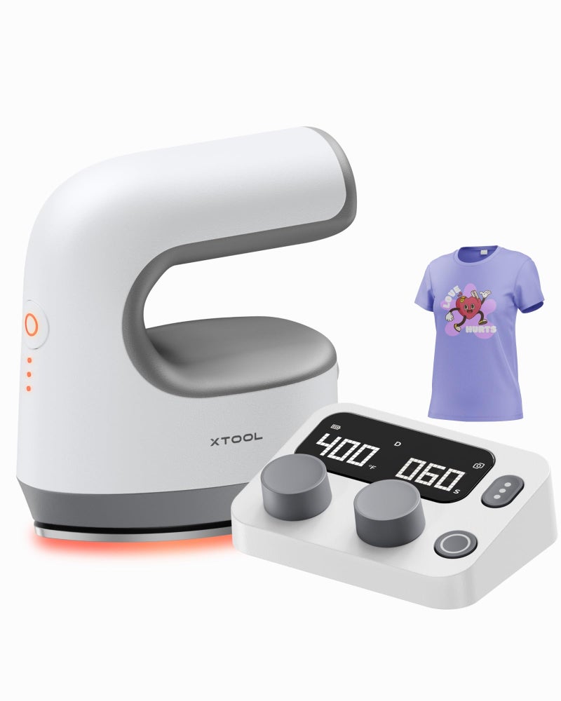 xTool Mini Heat Press Machine with Wireless Control Pod- Ultra Light Portable Small Heat Press Machine for T-Shirts Shoes Hats, 4 Custom Presets & Fast Heating Mini Iron for Crafting Heating Transfer - Image 1