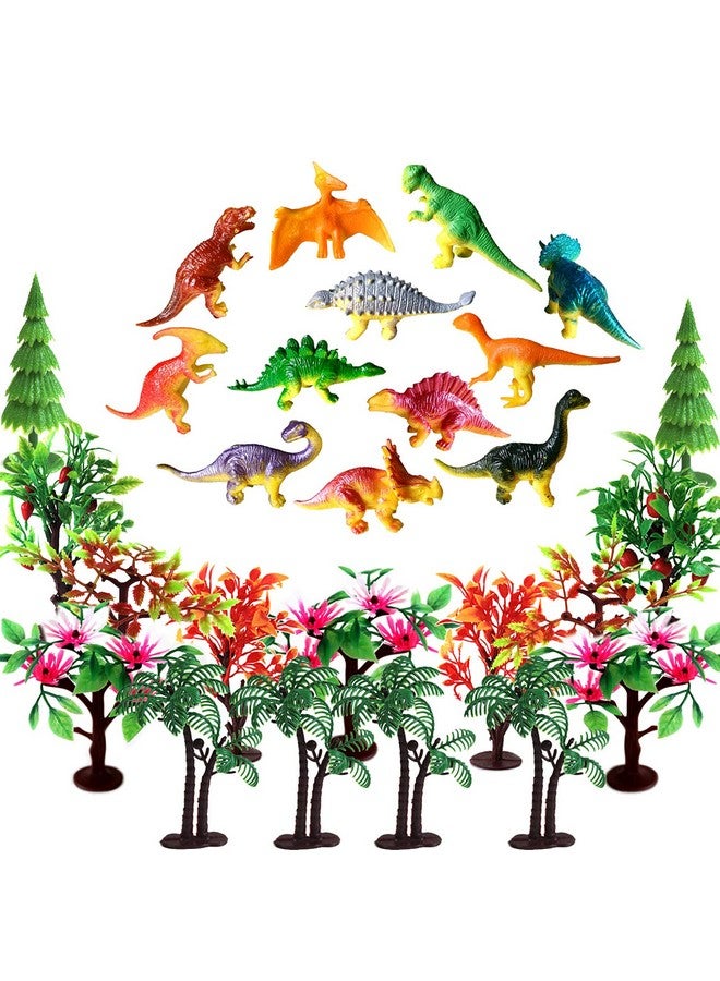 OrgMemory Trees Cake Decorations, OrgMemory Dinosaurs Trees with Bases,27pcs, Mini Dinosaurs, Dinosaur Toys, Plastic Trees for Crafts or Cake Decorations - Image 2