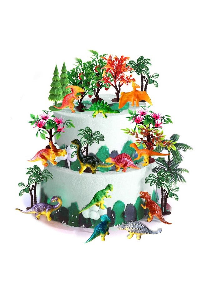 OrgMemory Trees Cake Decorations, OrgMemory Dinosaurs Trees with Bases,27pcs, Mini Dinosaurs, Dinosaur Toys, Plastic Trees for Crafts or Cake Decorations - Image 1