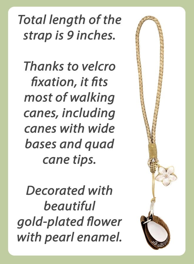 Asterom Cane Strap for Women, Walking Cane Accessories - Fashionable Cane Wrist Strap Tan - Image 5