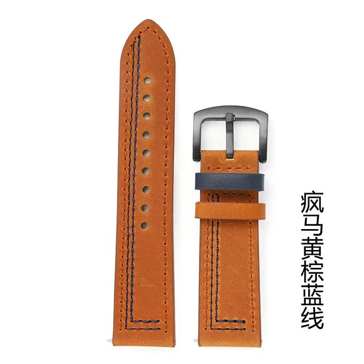 Bluejw 20mm 22mm Genuine Leather Watch Strap Replacement for Huawei GT Series Samsung Galaxy Watch Garmin Fenix & Forerunner – Durable Leather Watch Band with Quick Release - Image 1