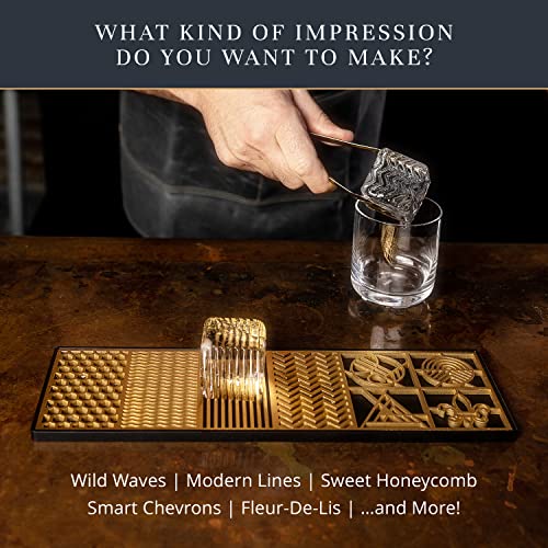 Ash Harbor Clear Ice Cube Maker Design Tray - Craft Modern Ice Molds for Bourbon & Cocktails in 5 Seconds - Whiskey Mold Cube Stamp – Bartender Accessories - Copper Ice Press Cocktails by Ash Harbor (Patterns) - Image 5