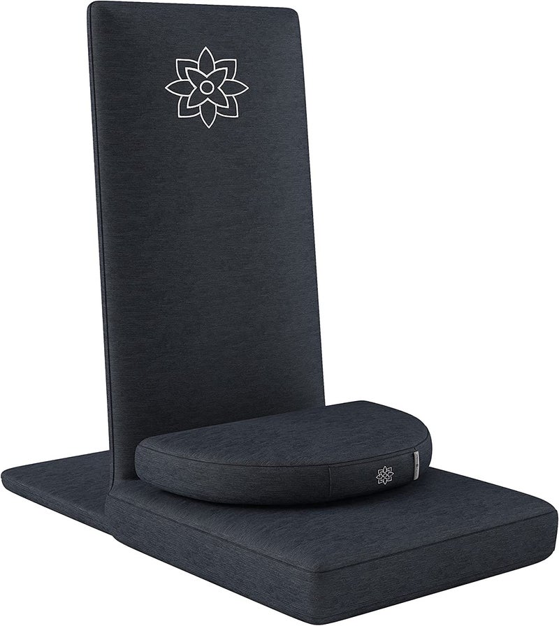 Mindful Modern Mindful Modern Folding Pro Meditation Chair  Adjustable Meditation Seat with Back Support and Half Moon Buckwheat Meditation Cushion  Comfortable Mindfulness Living Room Floor Chair