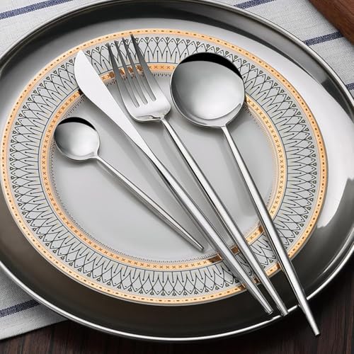Trifecta 24-Piece Silverware Set, Stainless Steel Flatware Set for 6, Fork Spoon Knife Set, Home Dinnerware Tableware Set for 6, Cutlery Set, Include Knives/Forks/Spoons (Silver) - Image 3