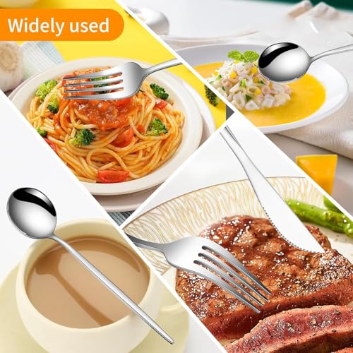 Trifecta 24-Piece Silverware Set, Stainless Steel Flatware Set for 6, Fork Spoon Knife Set, Home Dinnerware Tableware Set for 6, Cutlery Set, Include Knives/Forks/Spoons (Silver) - Image 5