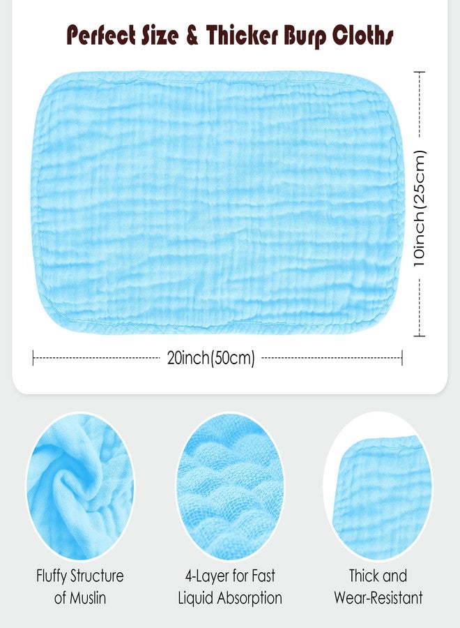 Spotted Play 12 Pack Muslin Cotton Baby Burp Cloths - 20"x10", Aquamarine - Image 4