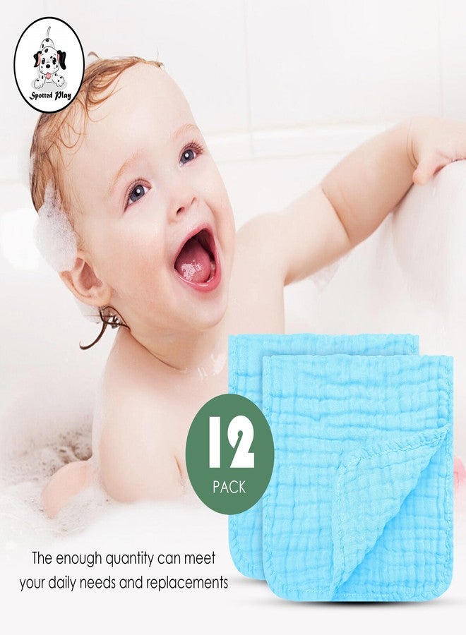 Spotted Play 12 Pack Muslin Cotton Baby Burp Cloths - 20"x10", Aquamarine - Image 5