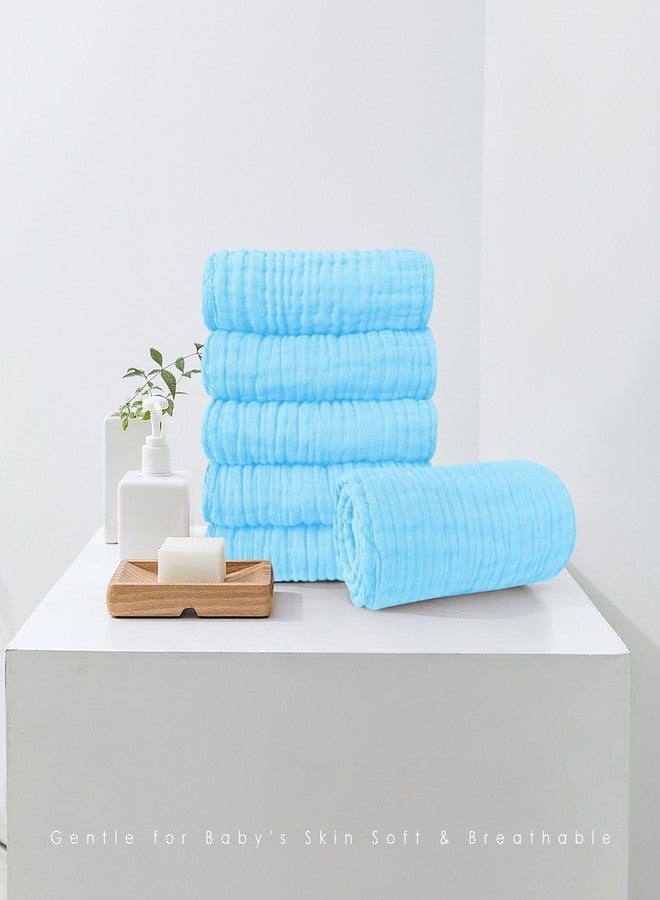 Spotted Play 12 Pack Muslin Cotton Baby Burp Cloths - 20"x10", Aquamarine - Image 3