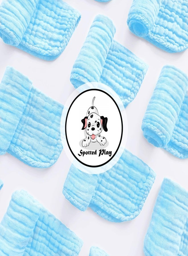Spotted Play 12 Pack Muslin Cotton Baby Burp Cloths - 20"x10", Aquamarine - Image 2
