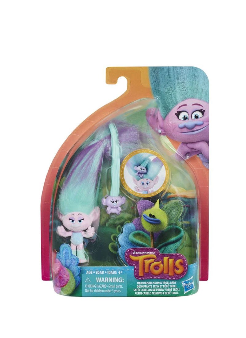 HASBRO - GAMING DreamWorks Trolls Hair Raising Satin and Troll Baby 