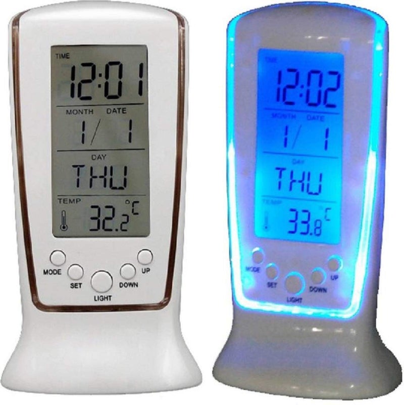 PIPALIYA Frozen Led Digital Clock with Calendar Temperature Sensor Alarm for Table and Study Desk White - Image 3
