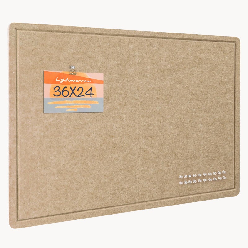 lightomorrow Bulletin Board, 24 x 18 inches Decorative Felt Pin Board, Cork Board Alternative for Wall, Foldable Photo Board with 20 Pushpins - Desert Brown - Image 1