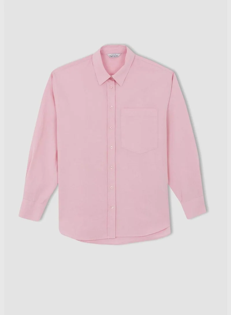 DeFacto Oversize Fit Long Sleeve Cotton Oxford Shirt With Pocket