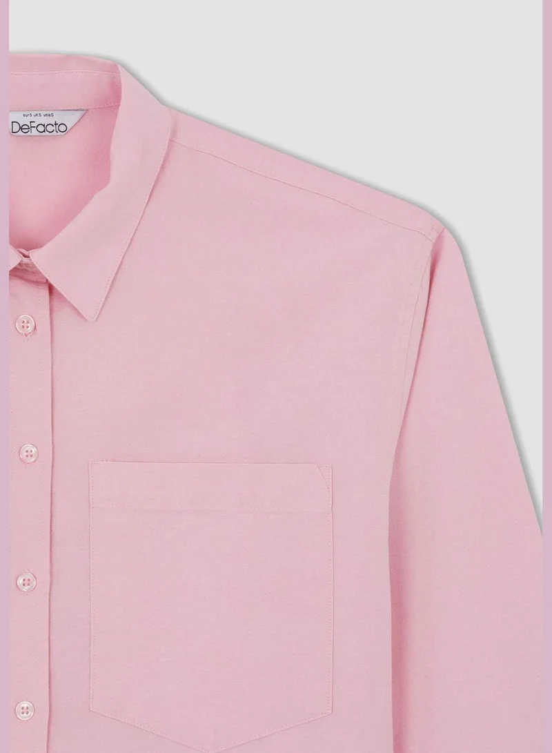DeFacto Oversize Fit Long Sleeve Cotton Oxford Shirt With Pocket