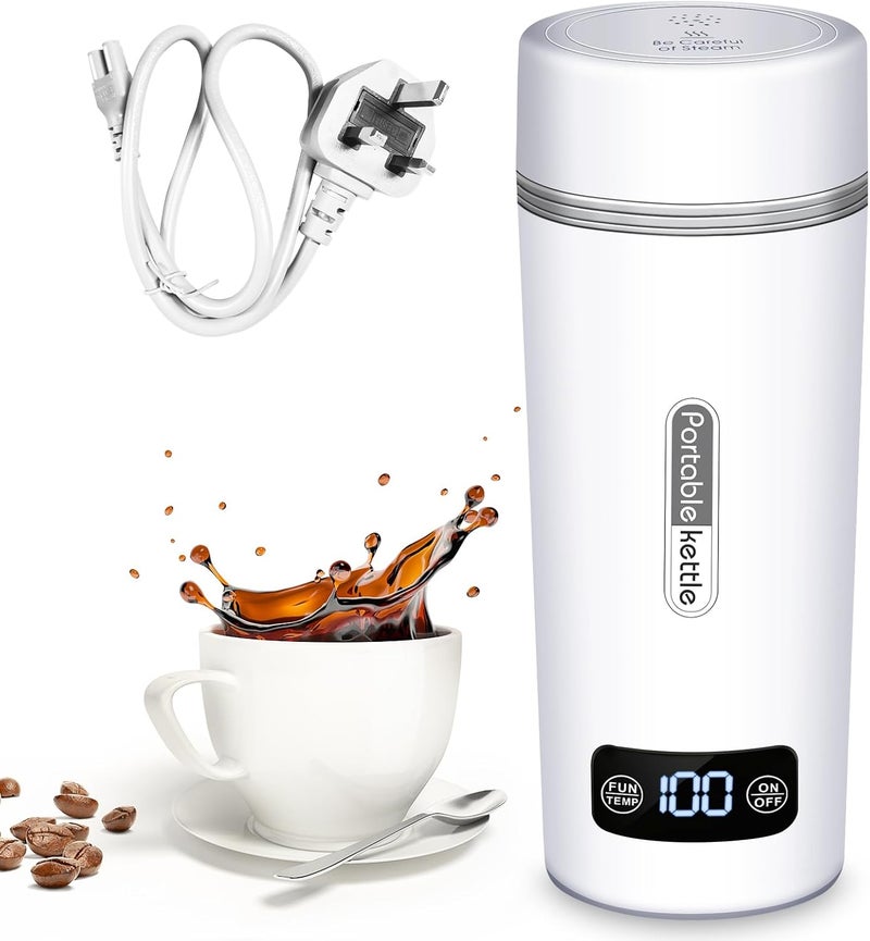 YIMI Portable Electric Kettle for Travel, Mini Hot Water Boiler for Tea Coffee Milk, 350ml Stainless Steel Small Water Kettle Heater with 4 Adjustable Temperature, Keep Warm, Auto Off for Trip, Office, Car - Image 1