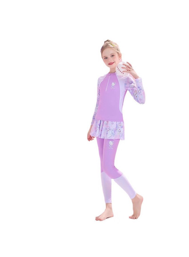 F.dyraa & o Kitty Kids' Long Sleeve Sun Protection Swimwear Set A-class Two-piece Kc422c015 Pink Size 130 - Image 4